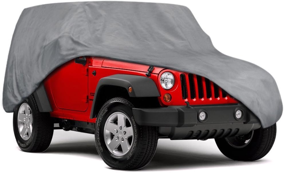 Motor Trend Outdoor Car Cover for Jeep Wrangler 2 Door - All Weather Protection SUV Waterproof Cover