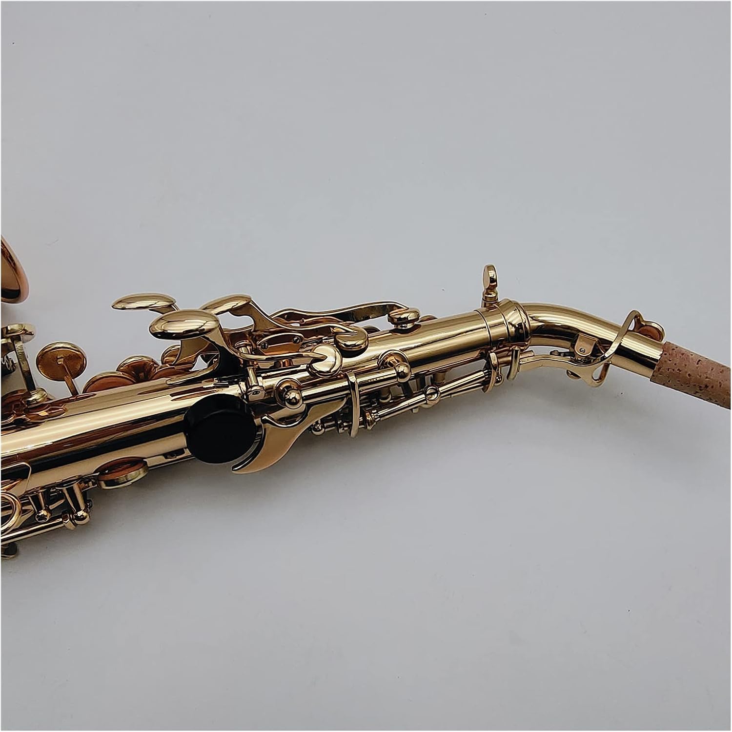 Saxophone Straight Curved Neck Saxophone Soprano B Flat Brass Plated Gold Lacquer Woodwind Instrument with Case Accessories