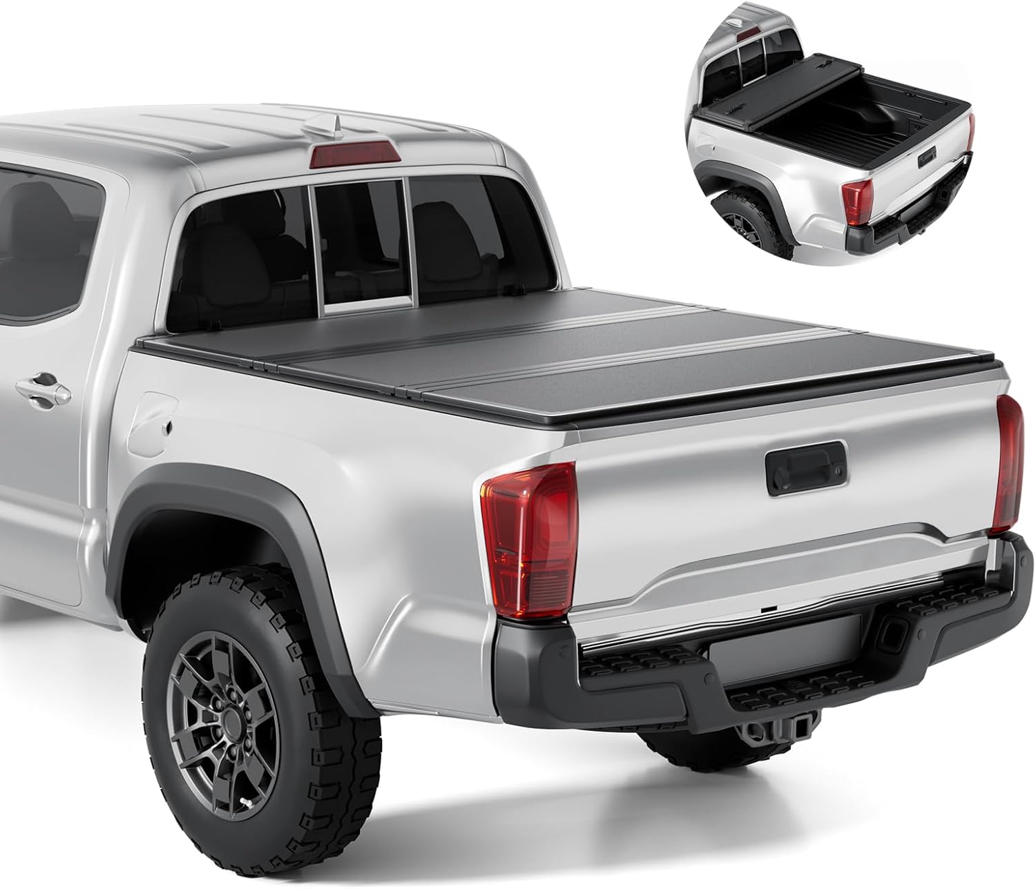 FRP Hard Tri-fold Tonneau Cover Fold Truck Bed Covers Compatible with 2016-2026 Toyota Tacoma 5ft Bed (60