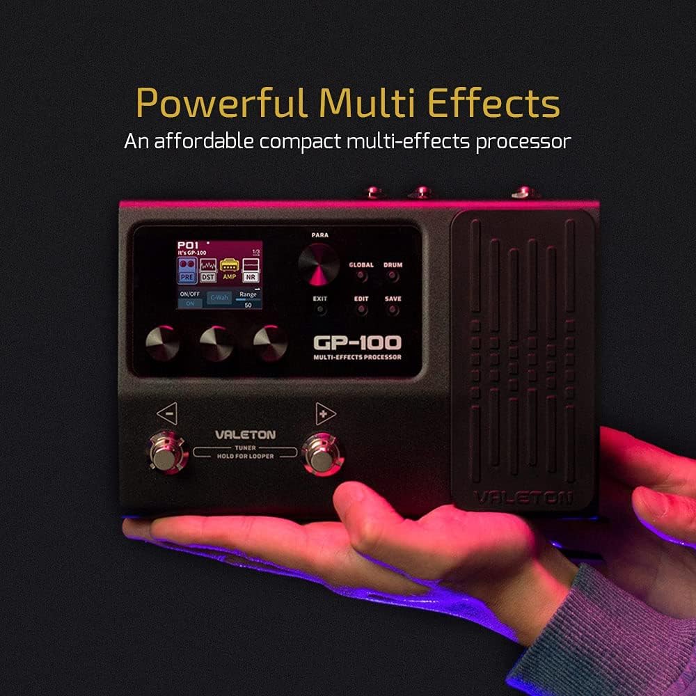 Valeton Multi-Effects with Expression Pedal Guitar Bass Amp Modeling IR Cabinets Simulation Multi Language Stereo OTG USB Audio Interface GP-100