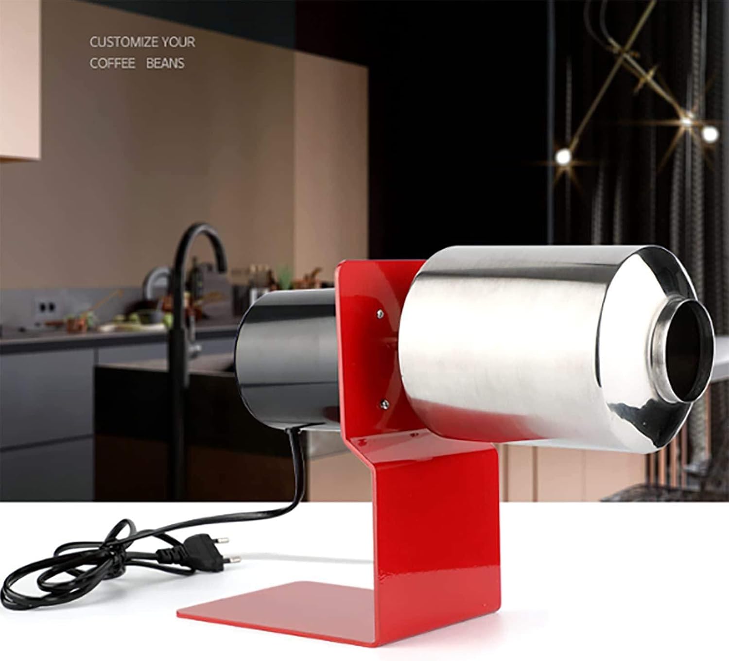 120g Electric Coffee Roaster Machine, Household Coffee Bean Baker Roasting Machine with Heating Furnace,45 RPM, Electric Drum Type,Chestnut Seed Nut Roasting Machine