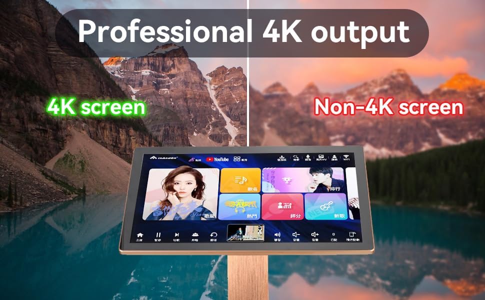 New Chinese Karaoke Machine KV-V5 MAX Karaoke Player, with Reverb Wireless Microphone, 22-inch capacitive Touch Screen Free Cloud Download (4T Black Touch Screen Professional Edition)