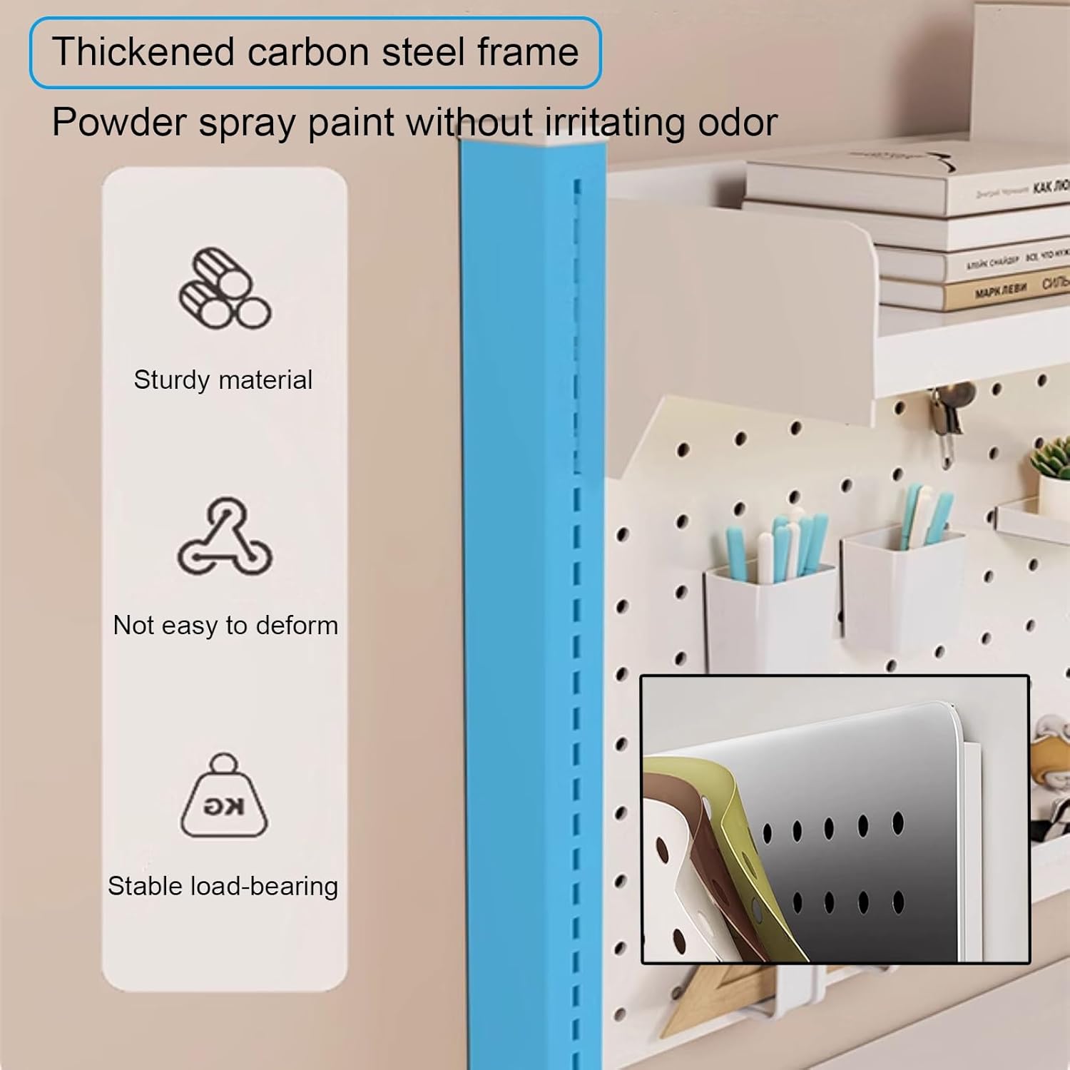 Wall-Mounted Bookshelves, Hanging Display Storage Panel, 2 Tier Desk Organizer Shelf, Height Adjustable, Save Space, for Office, Dormitory, Gaming Desk(White,80cm/31.5in)