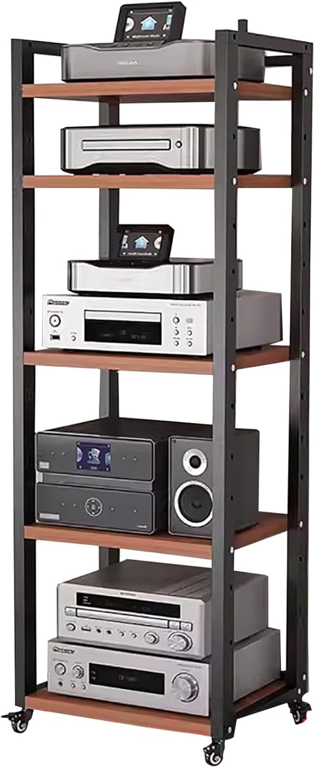 Media Storage Cabinet Portable Rolling, 8 7 6 5 Layer Shelves Audio Video Media Stand with Height Adjustable Shelf, Bedroom/Living Room/Bars Corner Entertainment Center,Style a 5 Tier 50cm W