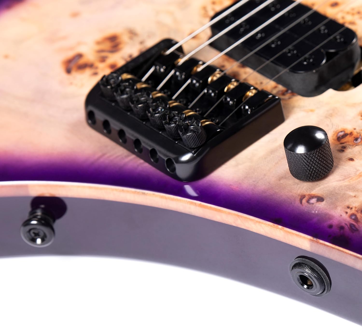 Redid Headless Electric Guitar 6 String Mahogany Body Burl Wood Top, Maple Neck Rosewood Fretboard, 24 Frets 25.5