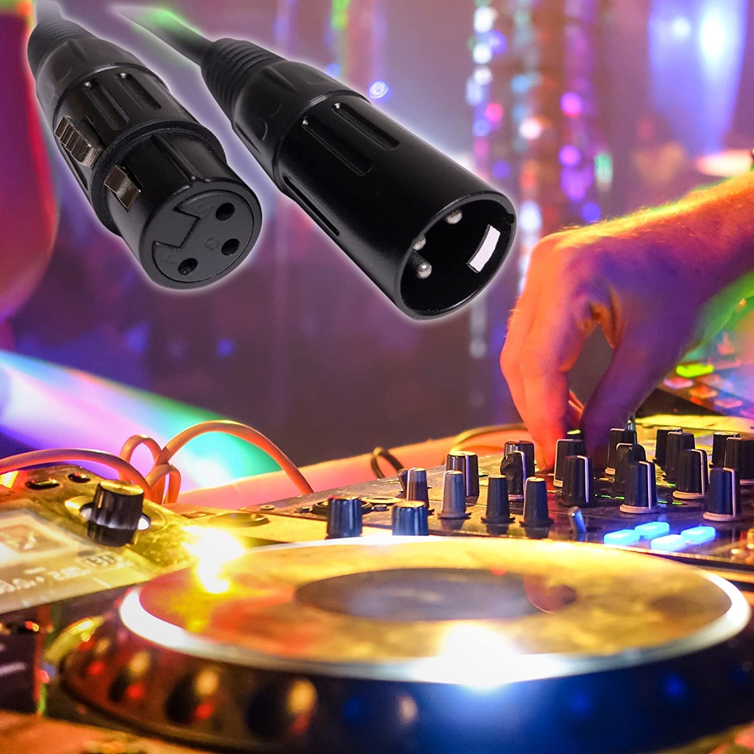 EMB Audio Professional Shielded Speaker Cable XLR Male to Female Patch Cords for use with DJ, Home, Microphone, Instrument and Speaker (15FT / 18GA, 10-Pack)