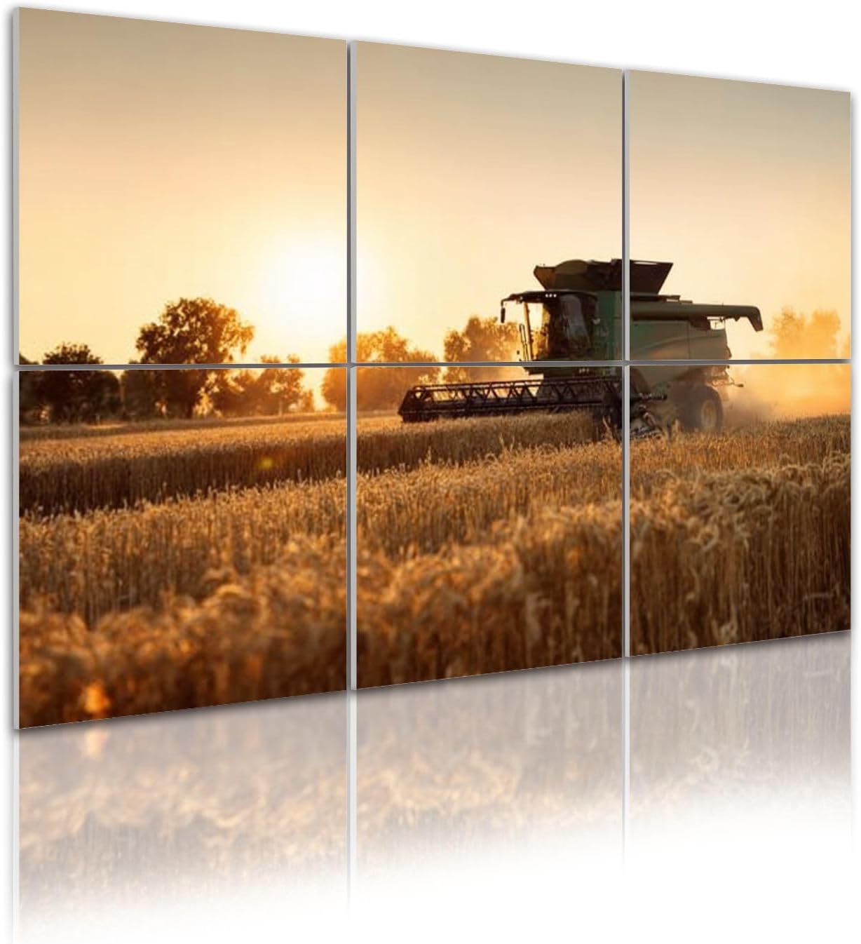 6 Pack Art Acoustic Panels Self Adhesive Combine harvesting wheat field Decorative Soundproof Wall Panels Sound Absorbing Panel 48