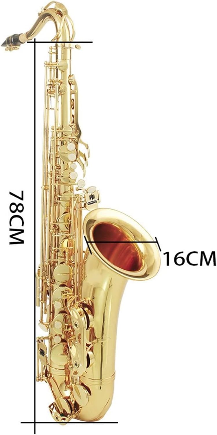 Professional Bb Tenor Saxophone Brass Lacquered Gold B Flat Sax Woodwind Instrument with Accessories (Color : 2)