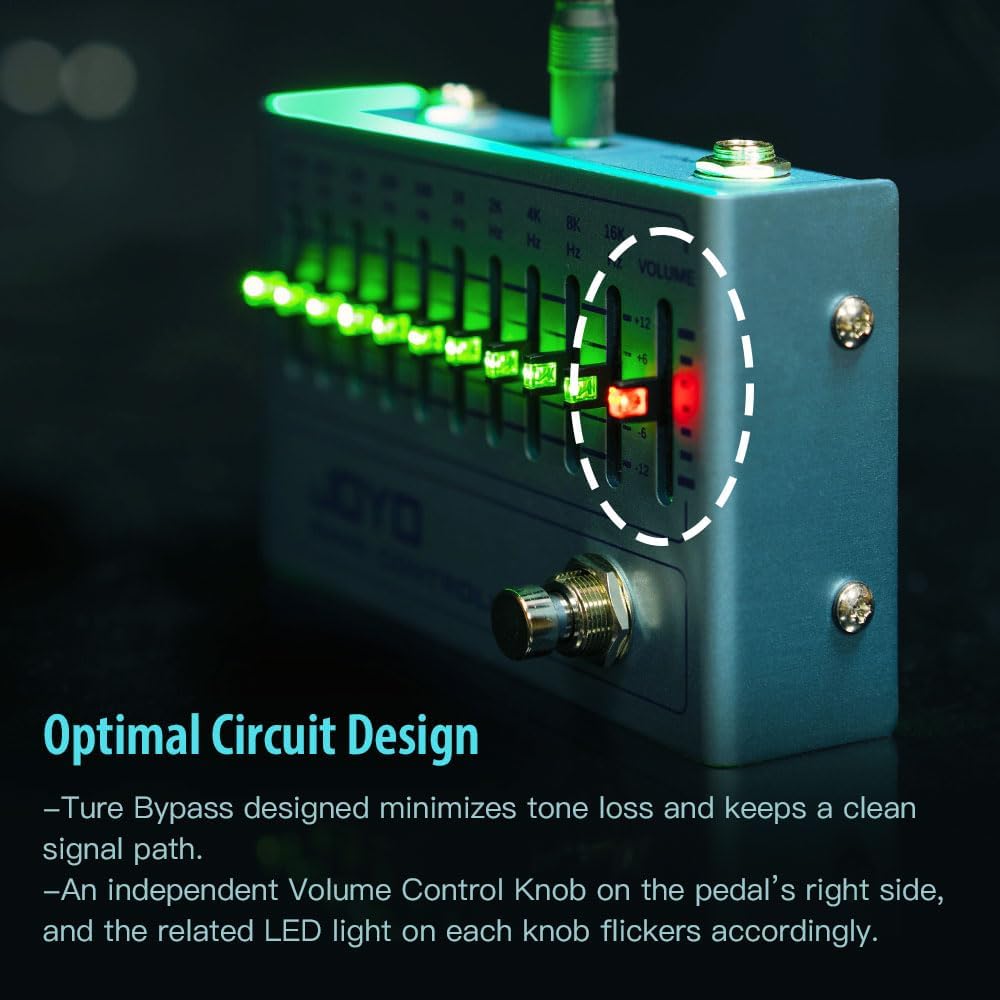 JOYO EQ Pedal 10 Band Equalizer (31.25Hz-16kHz) for Electric Guitar, Bass and Multi-string Guitars (R-12)