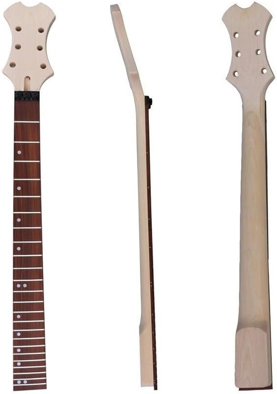 Complete Set Electric Guitar Kit Mahogany Neck 22 Frets 25.5 inch Rosewood Fingerboard Unfinished Basswood Body with Fully Components Guitar Parts Included