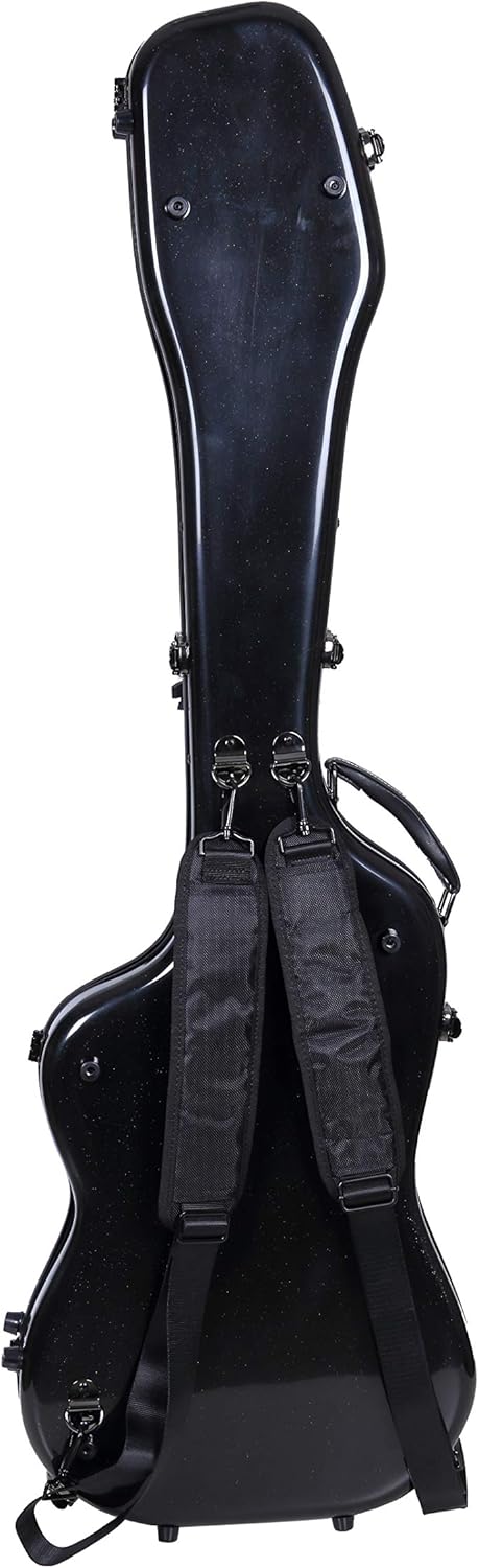 Crossrock Fiberglass Case fits for Precision Bass Style Guitars with removable shoulder straps-Black(CRF2021BBK)