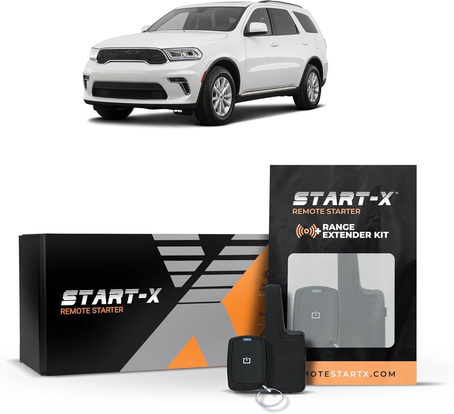 Start-X Remote Starter Kit + 2000ft 1 Way Range Extender for Dodge Durango (2014, 2015, 2016, 2017, 2018, 2019, 2020, 2021, 2022, 2023) Vehicles with Push-to-Start Ignition