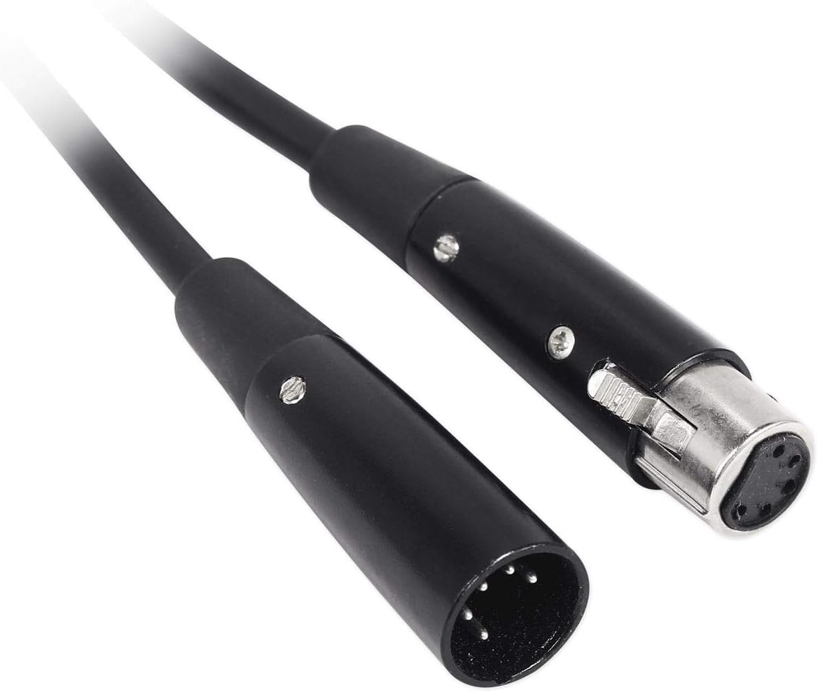 (12) Rockville RDX5M50 50' 5-Pin DMX Cables, Male-Female, 120 Ohm, Nickel-Plated Connectors, OFC Conductors, Shielded for EMI/RFI Rejection, Perfect for Stage & DJ Lighting