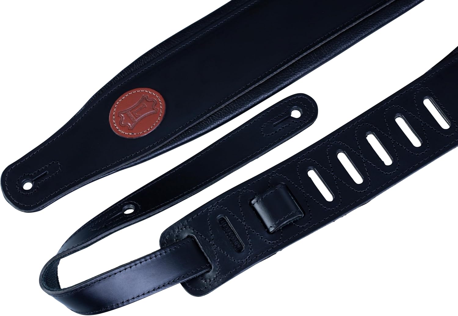 Levy's Leathers Veg Tan Leather Guitar Strap,Black