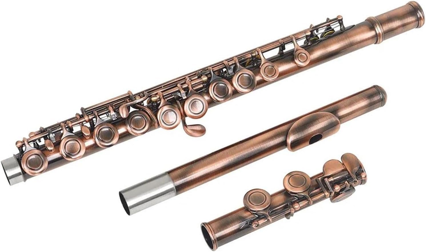 C-Key 16-Hole Cupronickel Flute Set C Key Flute Woodwind Instrument with Case Gloves Accessory