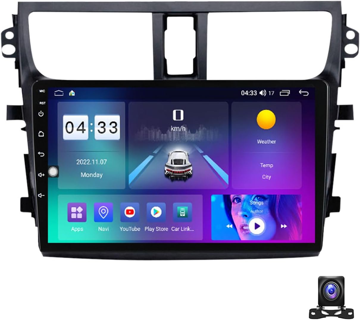 DEHIWI Android 12 Car Stereo Radio with GPS Navigation for Suzuki Celerio 2015~2018 9 Inch Touch Screen Bluetooth Car Radio with 720P Backup Camera, Mirror Link, FM/AM/RDS, SWC, Carplay