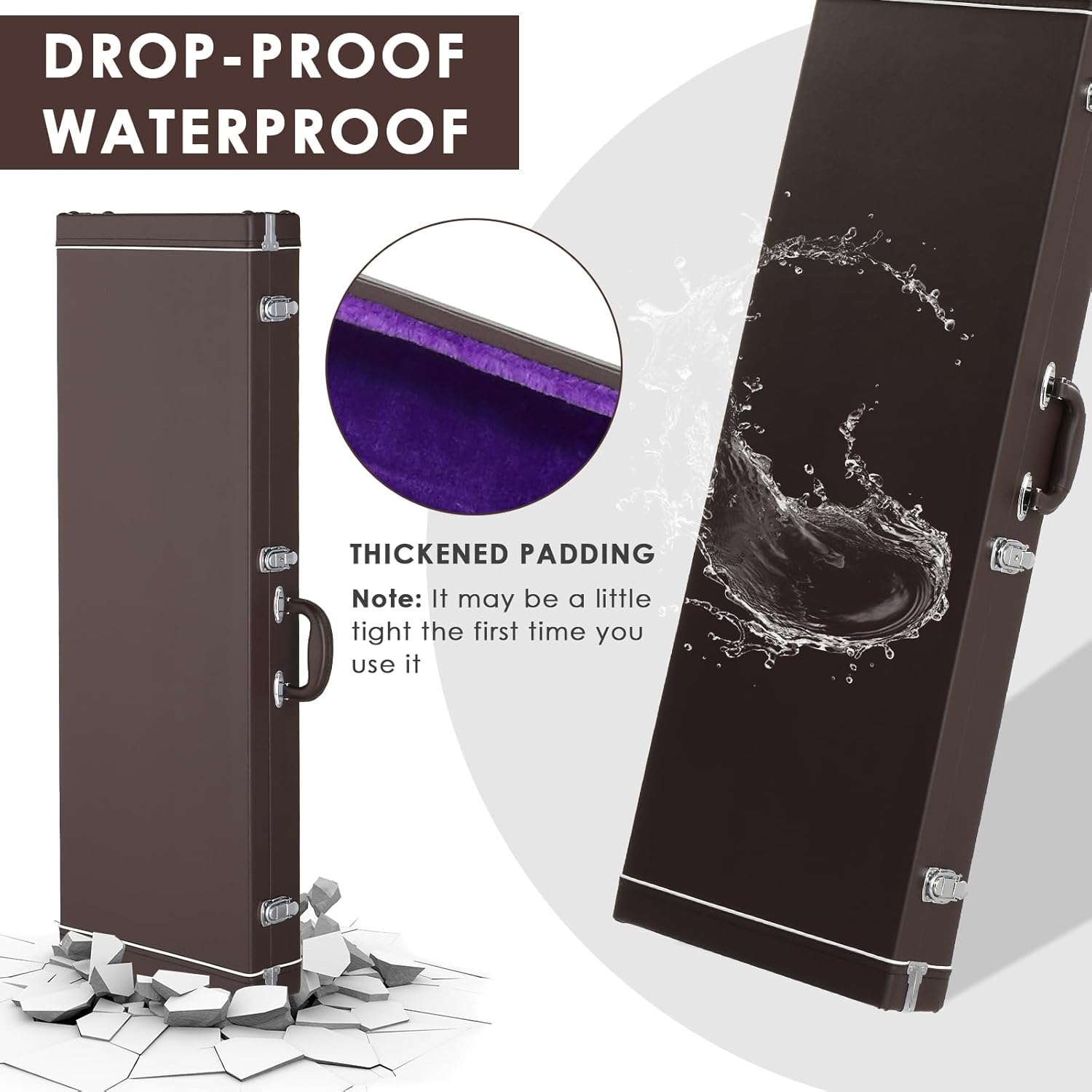 Ktaxon 39-Inch Electric Guitar Hard Case, Rectangle Wooden Standard Electric Guitars Hard-Shell Protective Carrying Case for KST/KTL/170 Model with Lock Latch Padding (Chocolate Brown)