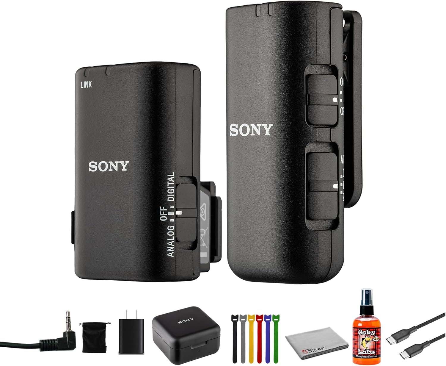 Sony ECM-W3S Dual-Channel Wireless Mic System | Compact Digital Microphone with Multi Interface Shoe + 3.5mm TRS + USB-C Cable + More (Renewed)