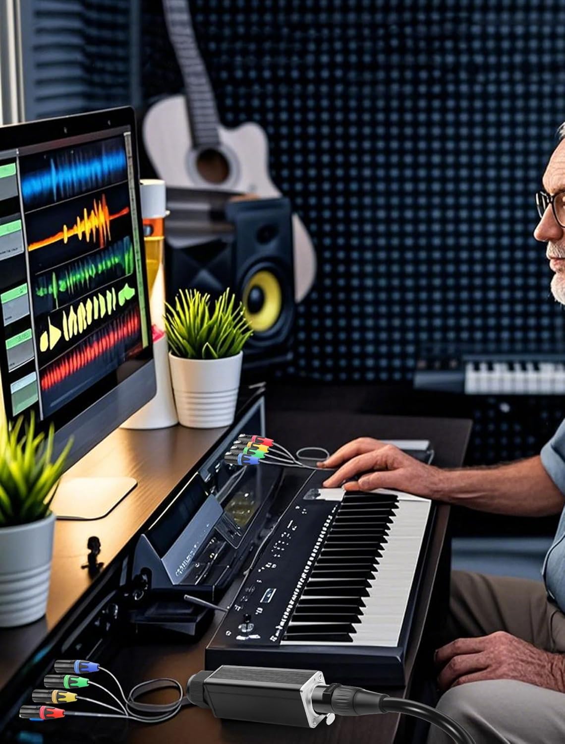 CERRXIAN 4 Channel Multi Snake 3Pin XLR to Ethercon-Compatible RJ45 Cat5/Cat6 Ethernet Breakout for ​Live Stage Audio, Sound, Lighting, Audio Recording Studio (1 Pair: Male&Female) - 2.6FT