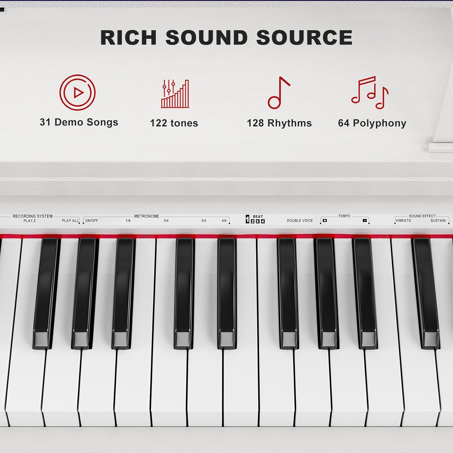 UMOMO UMP-716 88 Key Weighted Keyboard Piano with Piano Bench, Beginner Digital Piano Full Size Heavy Hammer Weighted Action Electric Piano Keyboard with USB & MIDI, White