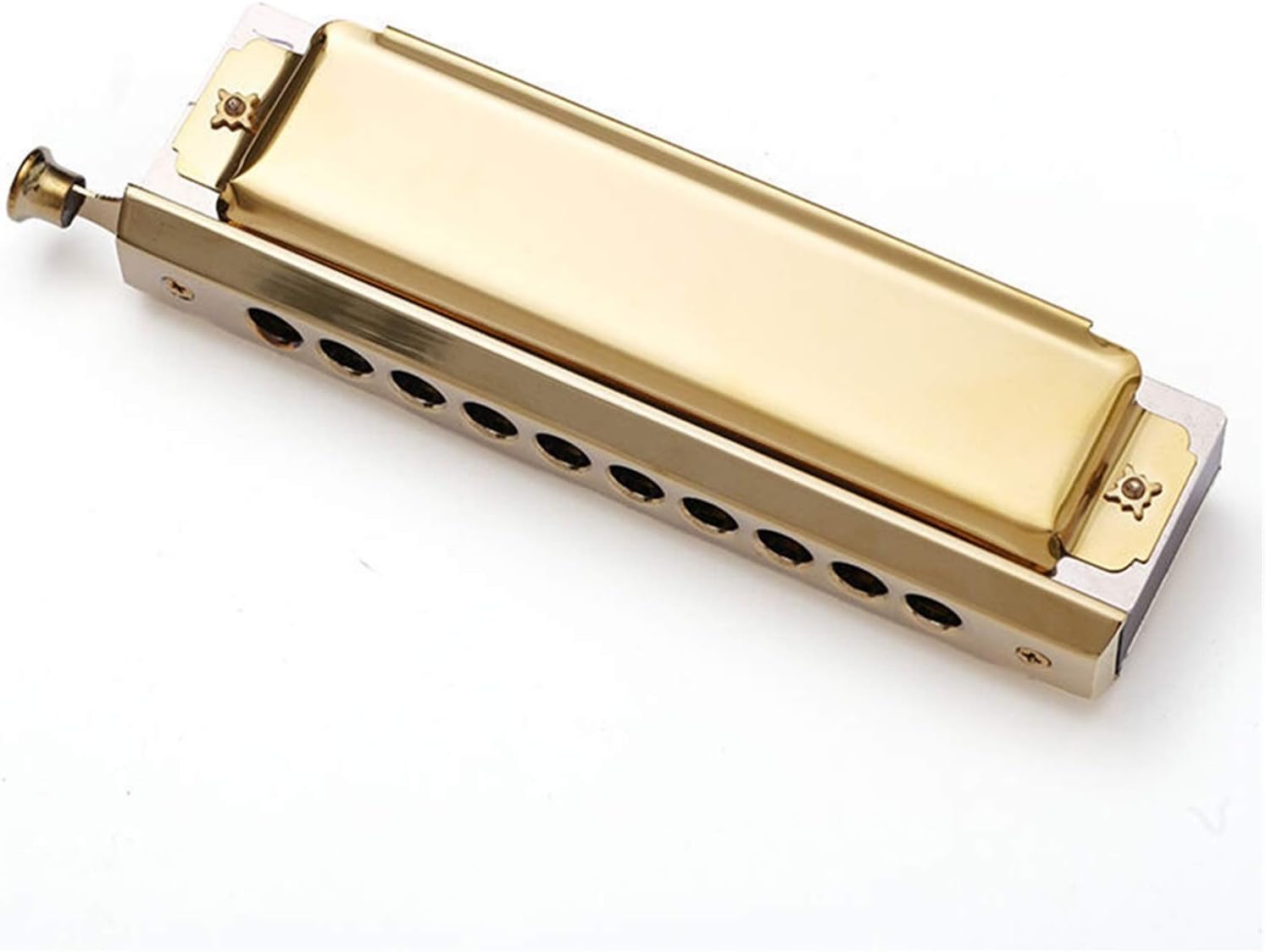 Folk Instruments Chromatic Harmonica 10 Holes Blues Harp Mouth Organ Key C Note Piano Types Harmonica Wood Music Instrument (Color : Golden Key of C)