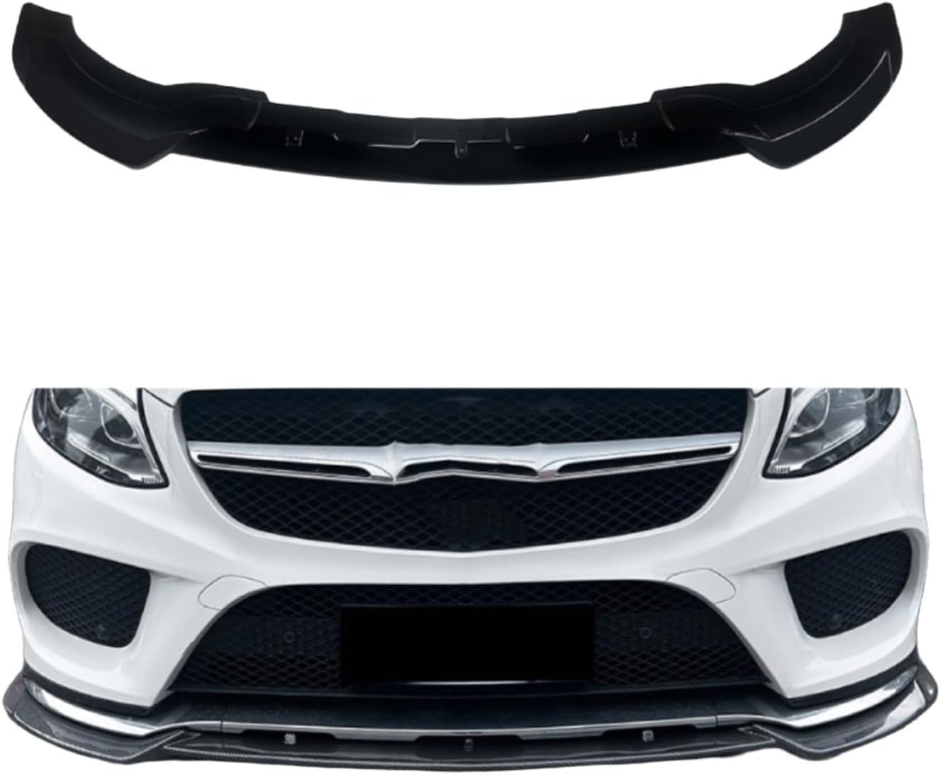 Front Lower Bumper Lip Splitter for Mercedes-Benz GLE W166 C292 AMG Line 2015-2018 One-Piece Design, ABS Automotive Exterior Components Air Deflector Lip Replacement Parts,Gloss Black