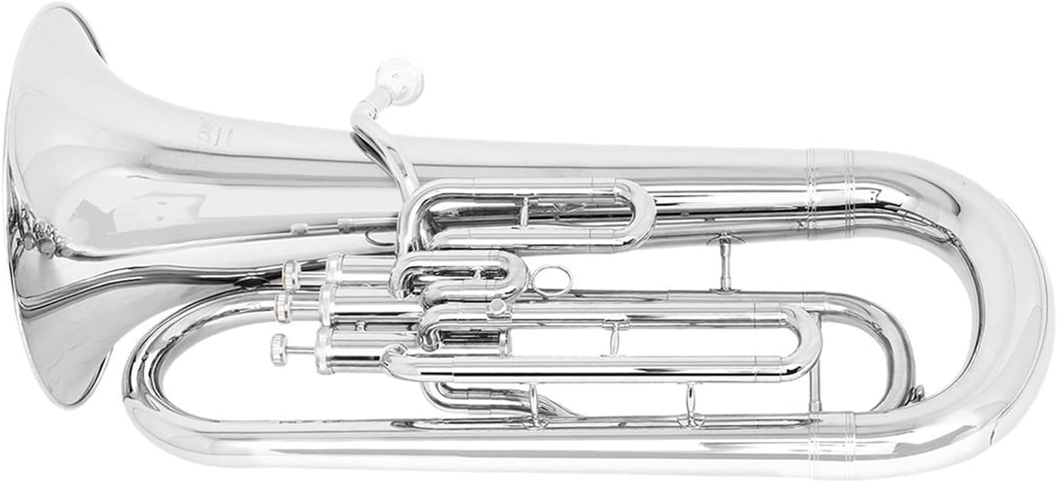 Euphonium, Silver Plated, Professional Brass Instrument for Orchestras & Performances - Bb Euphonium Brass Instrument (Silver)