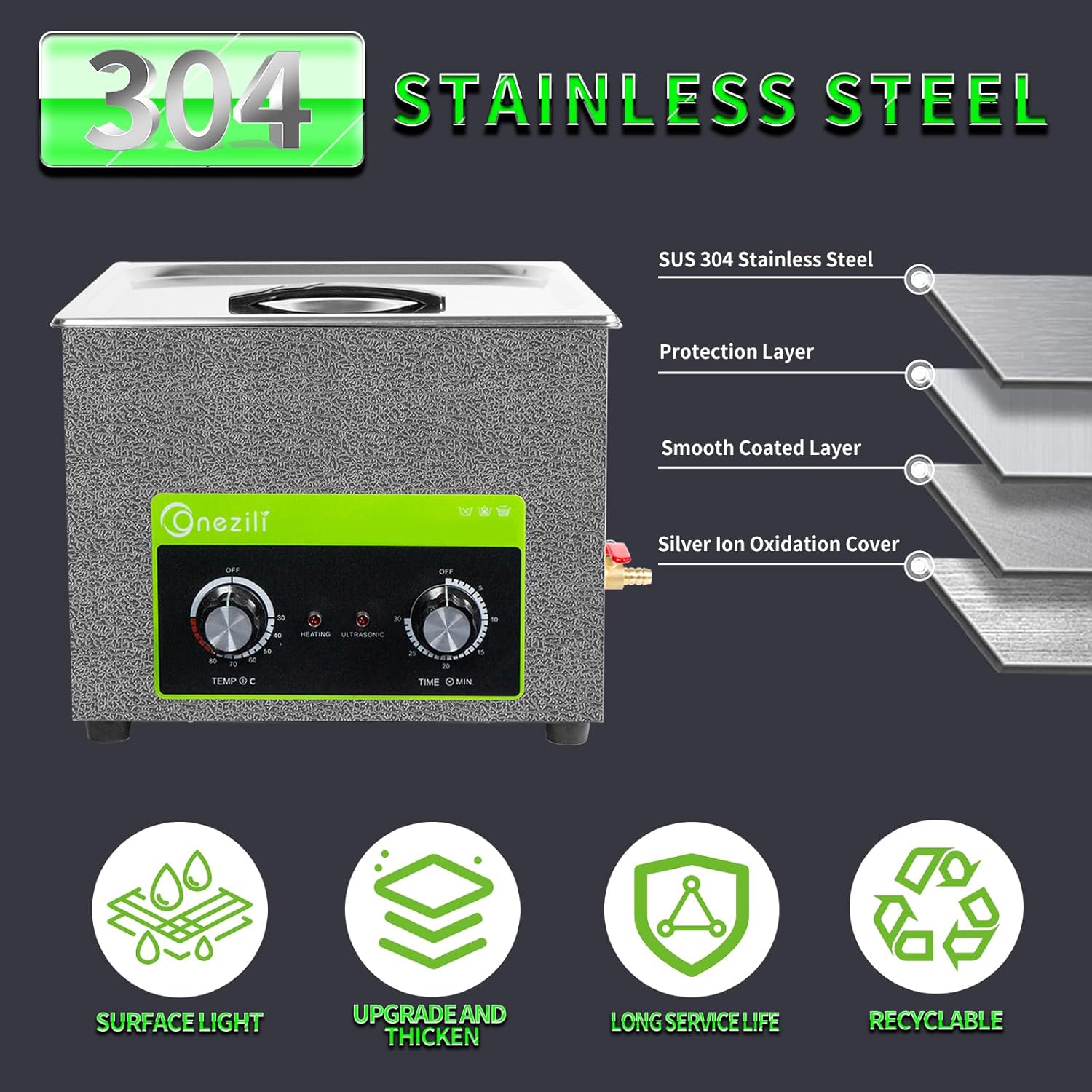 ONEZILI Ultrasonic Cleaning Machine 15L, Upgraded 360W High Power Sonic Parts Cleaner Machine with Industrial Transducers with Timer and Heater for Cleaning Carburetor Brass Parts Jewelry Watches