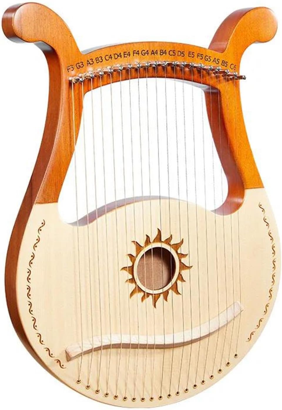 Lyre Harp Set 19 Strings Lyre Mahogany Spruce Logs Harp Entry-level Single Board Finger Piano Musical Instrument