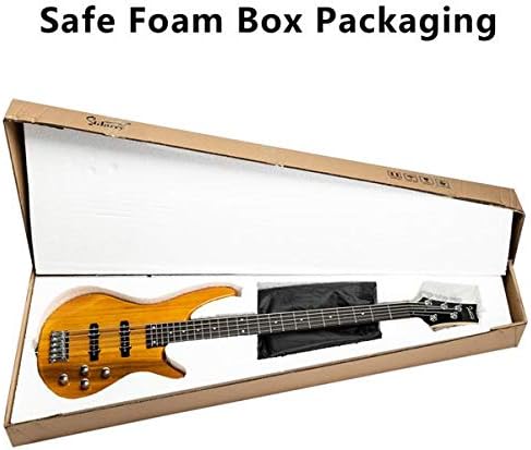 Home GIB Electric 5 String Bass Guitar Full Size Bag Strap Pick Connector Wrench Tool Transparent Yellow 3-7 Days Delivery