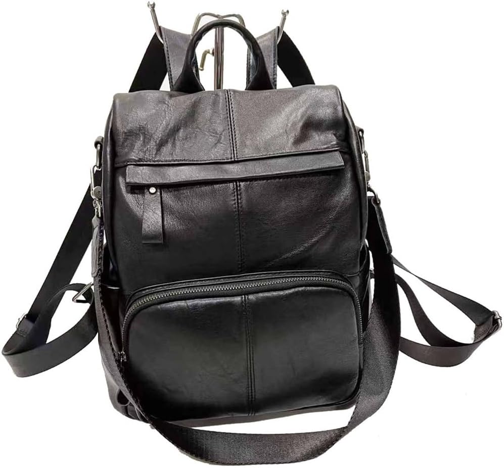 Full Leather Shoulder Bag Black Soft Cowhide Anti Theft Women's Backpacks