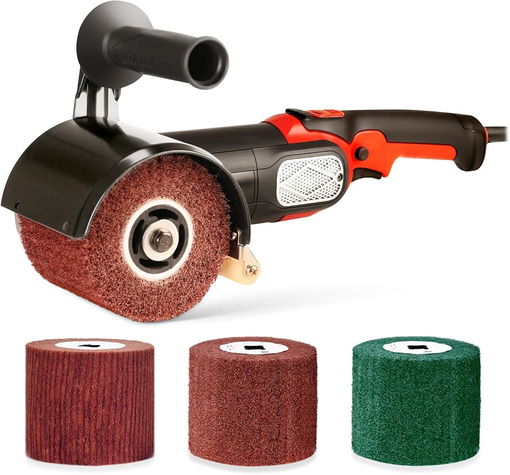Burnishing Polishing Machine, ZFE 1200W 110V Burnishing Polishing Machine Polisher/Sander Set with 4PCS Non-woven Burnishing Wheels (80# 120# 240# 360#) for Metal and Stainless Steel Polishing