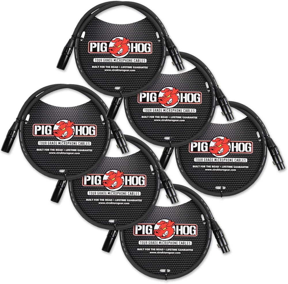Pig Hog PHM3 8mm Tour Grade Mic Cable, XLR 3ft - 6-Pack