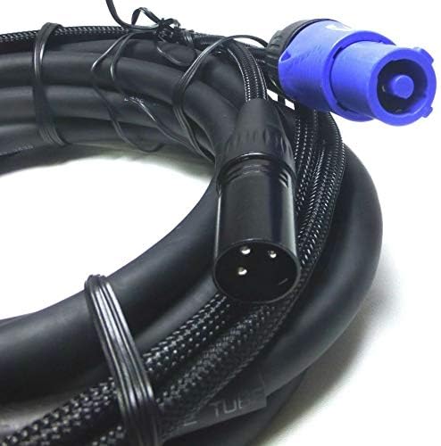 LASE 50 Ft (15.2M) Siamese PowerCon AC & XLR Audio Combo Cable (Powered Speakers