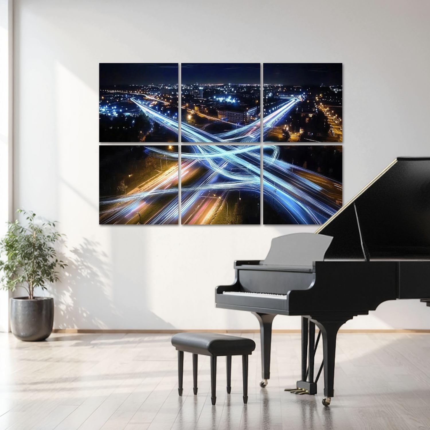 6 Pack Art Acoustic Panels Rush hour fast car moving night city Fast moving traffic drives moving Sound Absorbing Panel 48