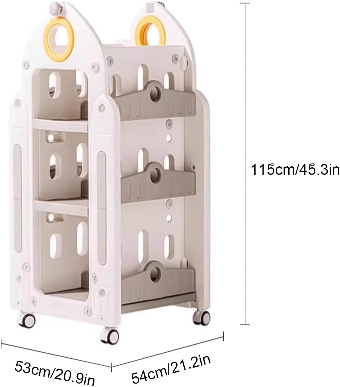 Mobile Kids Bookshelf, Storage Organizer, Rolling Bookcase with Wheels, 360° Display Floor Standing Book Shelf, for Living Room, Office, Bedroom Decor(Gray)