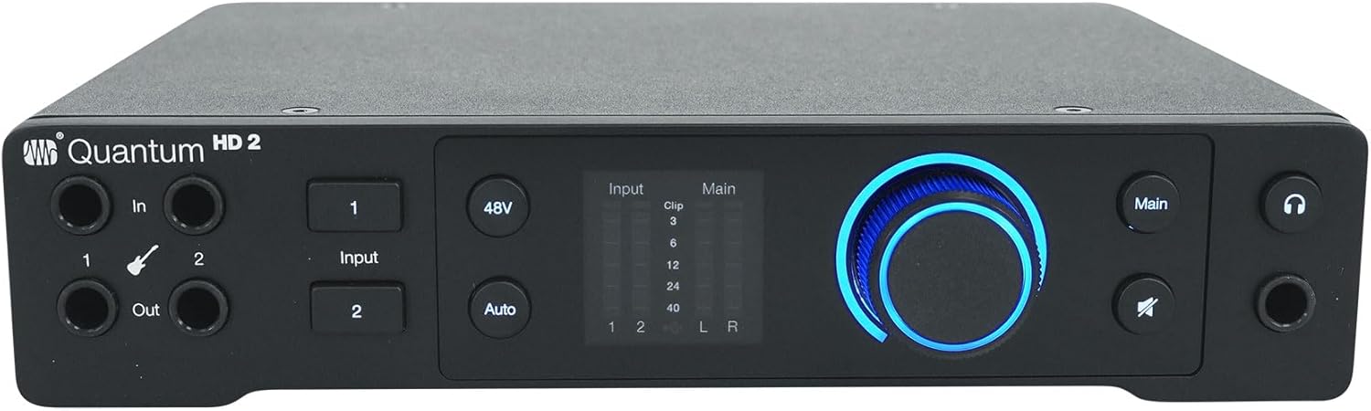 Audiosavings Bundle: (1) Presonus Quantum HD2 USB-C Audio Recording Interface Bundle with (1) Rockville RCM PRO Studio/Recording Condenser Microphone, (1) Rockville PRO-M50 Studio Headphones (3 Items)