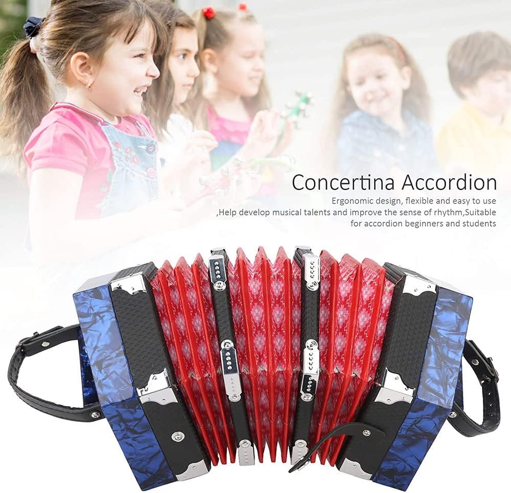 20-Button Concertina Accordion, Solid Wood Concertina With Carrying Bag And Adjustable Hand Strap, For Kids Adults Beginner Daily Practice Stage Performance