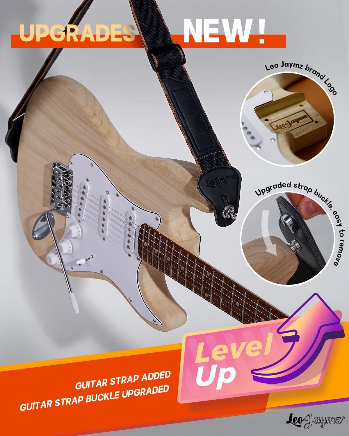 Leo Jaymz DIY ST Style Electric Guitar Kits with Paulownia Body and Maple Neck - Laurel Wood Fingerboard,Strip and All Components Included (ST Paulownia)