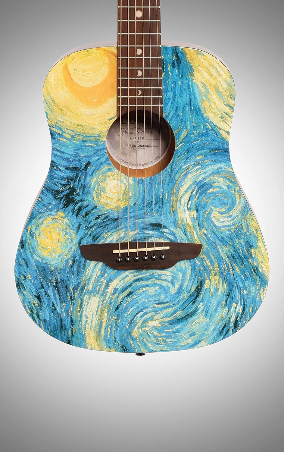 Luna Travel 3/4 Size Acoustig 6 String Guitar w/ Starry Night Graphic