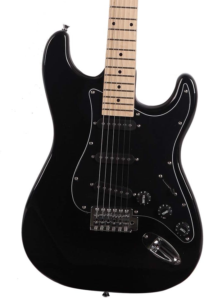 Stylish Electric Guitar Kit with Black Pickguard + Amplifier + Bag + Plectrum + Tremolo Bar + Connecting Wire (Black)