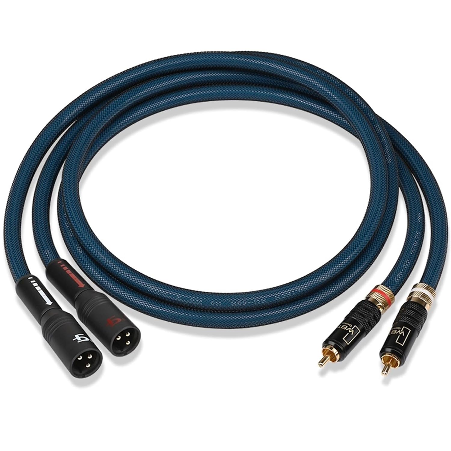 One Pair HiFi RCA to XLR Cable for Speaker DVD Hi-end OCC Silver Plated Core 2RCA Male to 2XLR Male&Female Audio Cable(2RCA to 2XLR Male,0.5m)