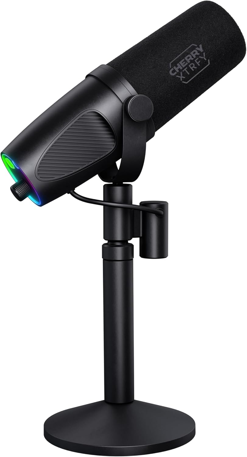 Cherry XTRFY NGALE X, Professional USB & XLR Microphone for Recordings & Streaming, XLR and USB Plug & Play, Cardioid, Low-Cut Switch for Gaming, Black