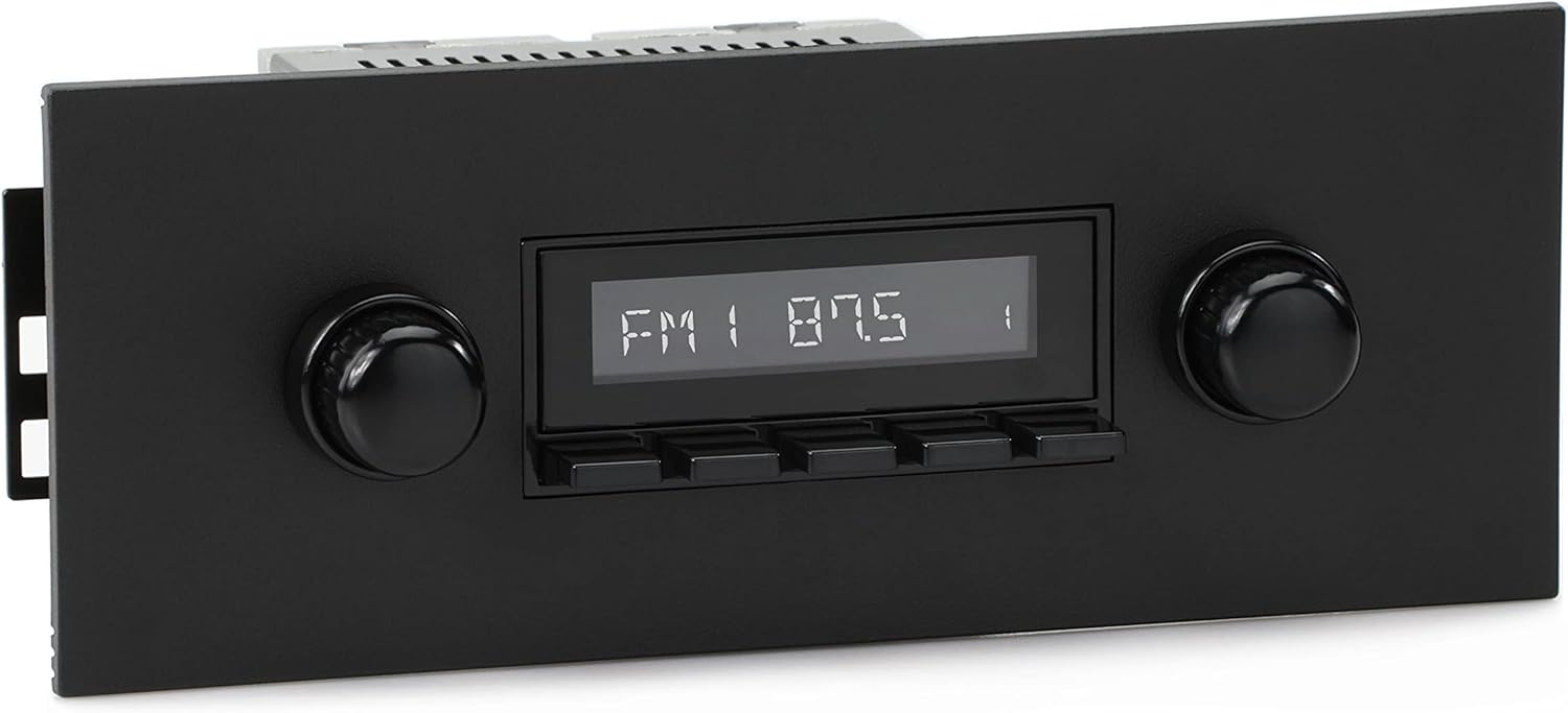 Retro Manufacturing HB-415-36-96 Model Two Direct-Fit Radio for Classic Vehicle (Black Face and Buttons and Black Faceplate)