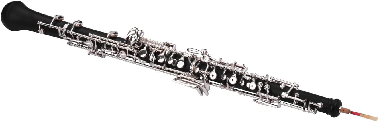 Professional C Key Semi-automatic Oboe - Nickel-plated Keys Woodwind Instrument With Reed, Gloves, Leather Case, Carry Bag, and Cleaning Cloth