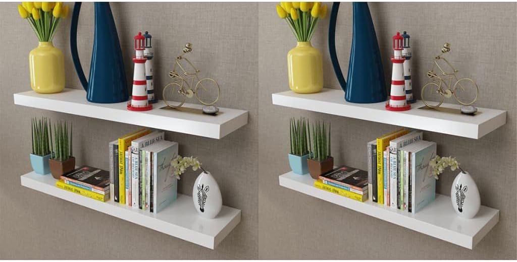 Floating Shelves,Wall Storage Shelves, Wall Mounted Shelf Organizer Unit Display Shelf,for Living Room, Bedroom, Kitchen, Bathroom,Office,Wall Shelves 4 pcs White 31.5