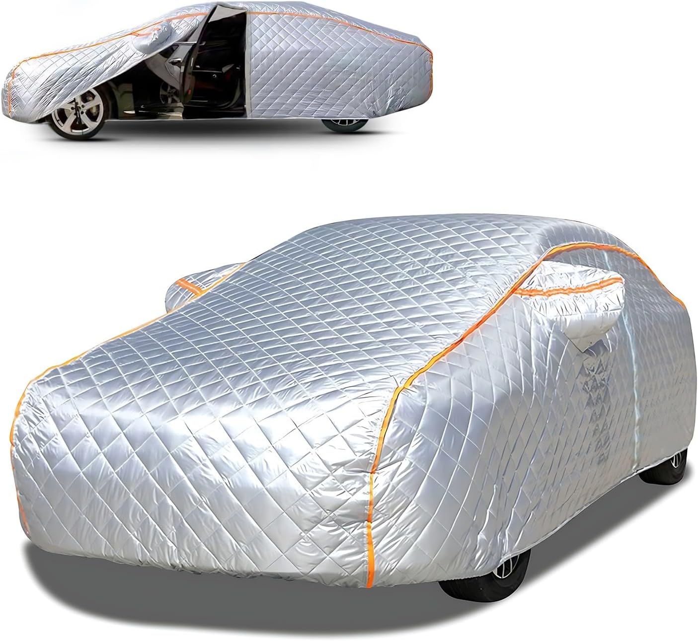 Hail Protector Car Cover for Renault Captur(2013-2024), 5-Layer Thickened Cotton Car Cover Outdoor Waterproof Sun Rain Snow Hail Protection+Zipper Door