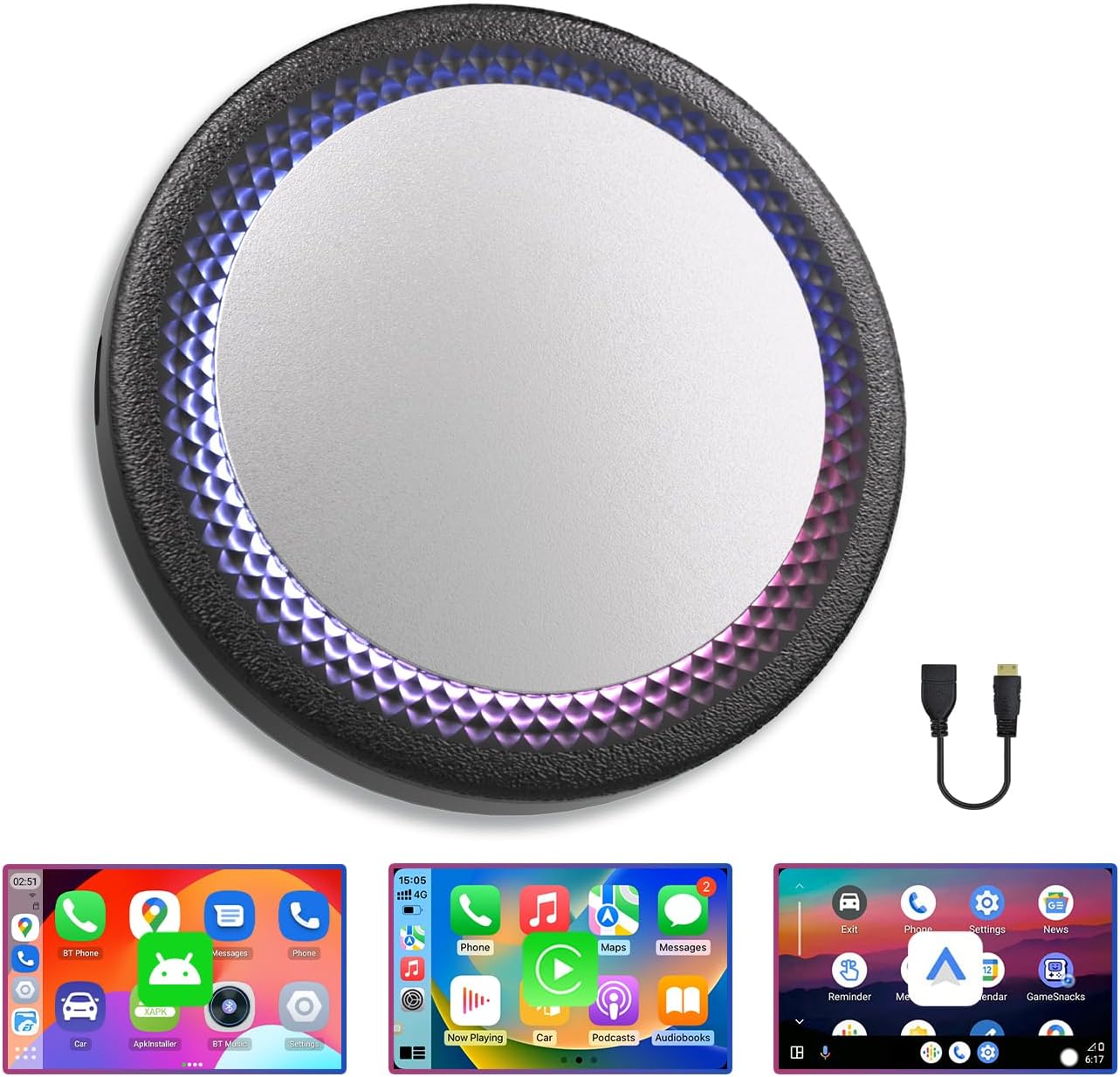 Ai Box Android 13 Carplay Ai Box Wireless Carplay&Android Auto, AIBox Support HDMI,8+128G AI Box Stream to Your Car Support Only Car with OEM Wired CarPlay/Android Auto