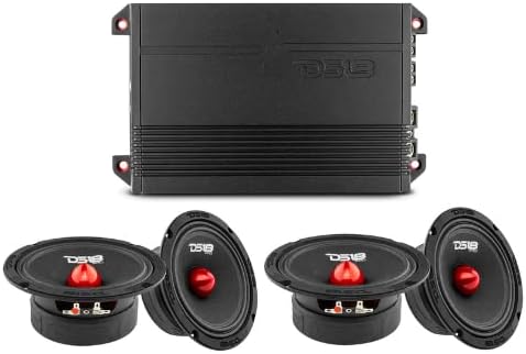 PRO-GM6B Car Audio Door Speaker Bundle - 4 x 6.5 Midrange Speakers with 4 Channel Class D Amplifier G1000.4D