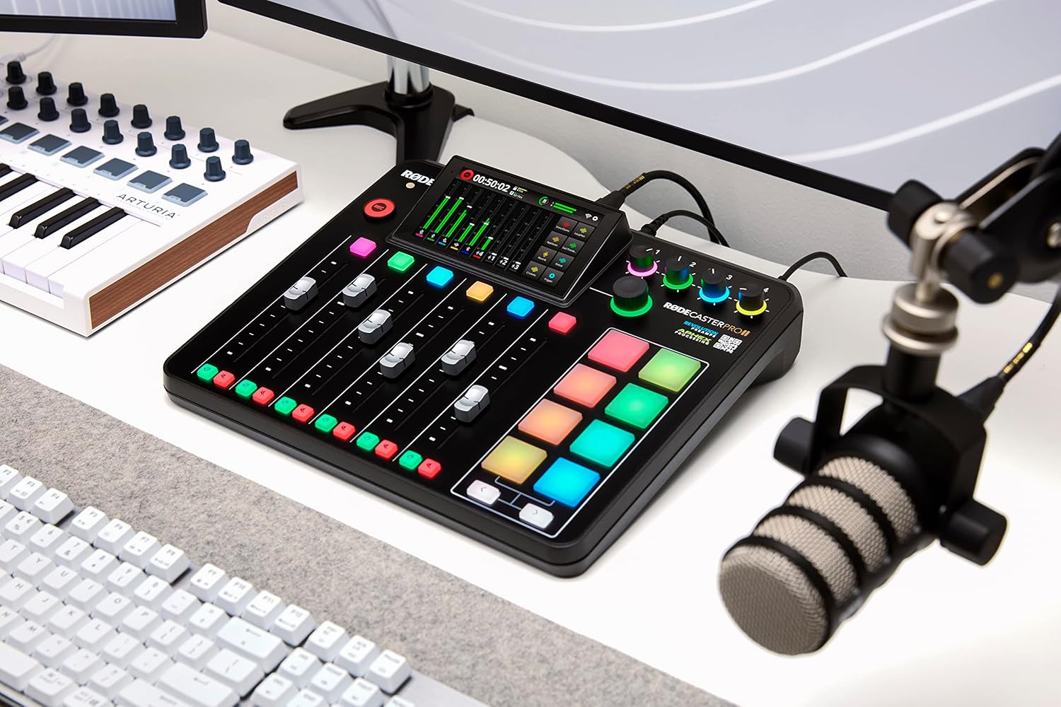 RØDE RØDECaster Pro II All-in-One Production Solution for Podcasting, Streaming, Music Production and Content Creation,Black & Audio-Technica ATH-M30x Professional Studio Monitor Headphones, Black